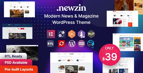 Newzin - WordPress Newspaper & Magazine Elementor Theme