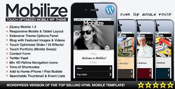 Mobilize - jQuery Mobile WordPress Theme