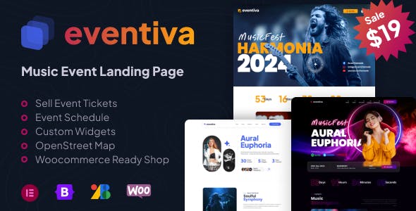 Eventiva - Music & Bands Events Landing Page WordPress Theme